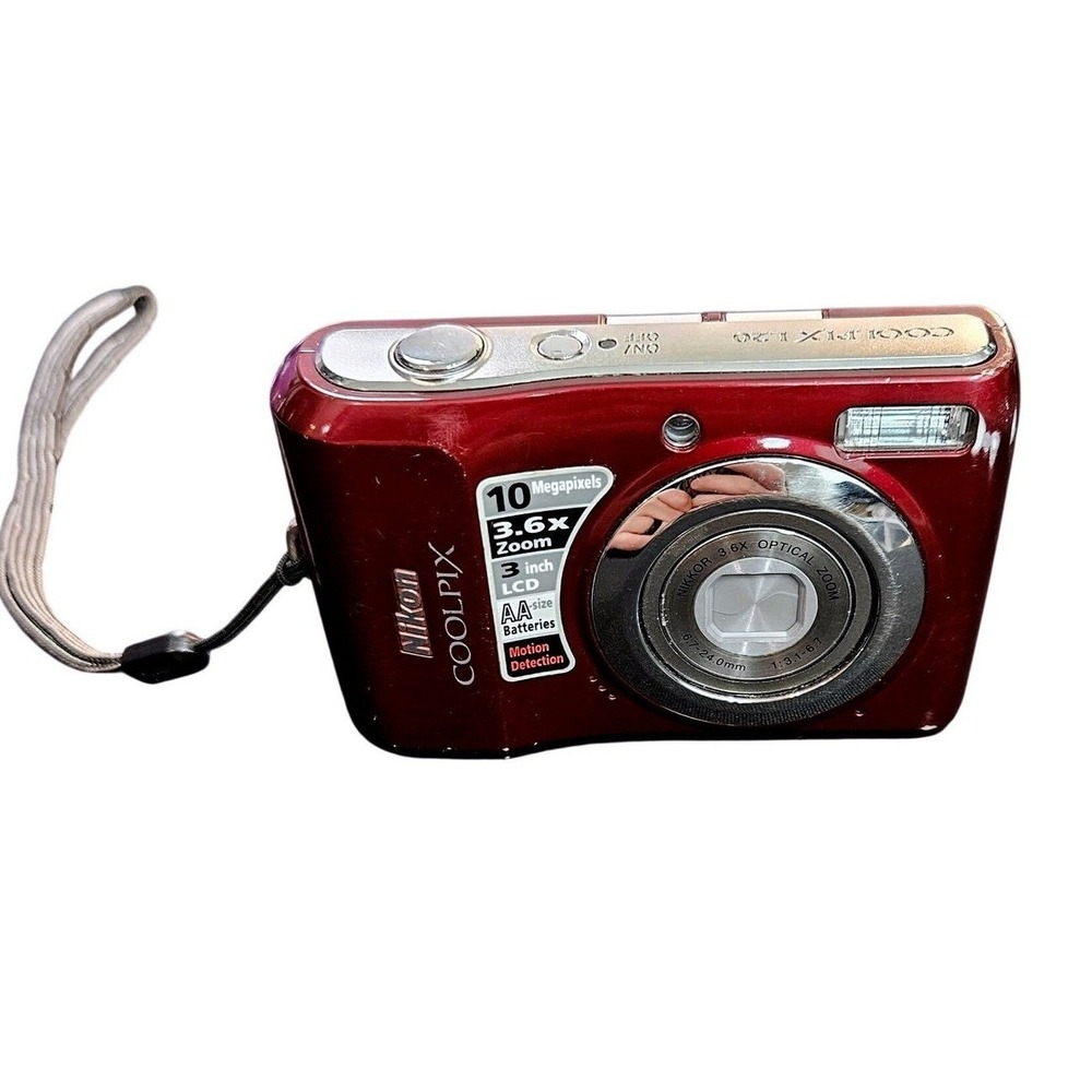 Deep Red Nikon Coolpix L20 10-megapixel digital Point & Shoot Camera *Parts*